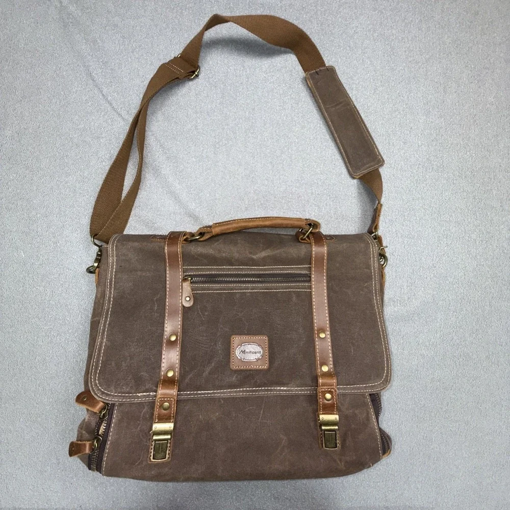 Laptop Messenger bag for Mens 15.6 Inch, Waterproof Vintage Genuine Leather M...
